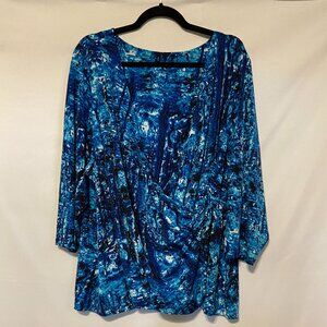BEAUTIFUL, BRIGHT, VIBRANT WRAP TOP, SIZE 3X
